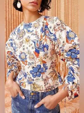 Ulla Johnson Lorna blouse size 4 | floral scrunched long sleeve top
